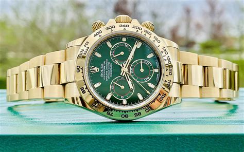 daytona rolex gold with green dial|Rolex 116508 daytona.